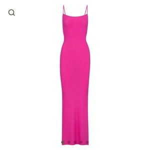 Skims Hot Pink Soft Lounge Long Slip Dress